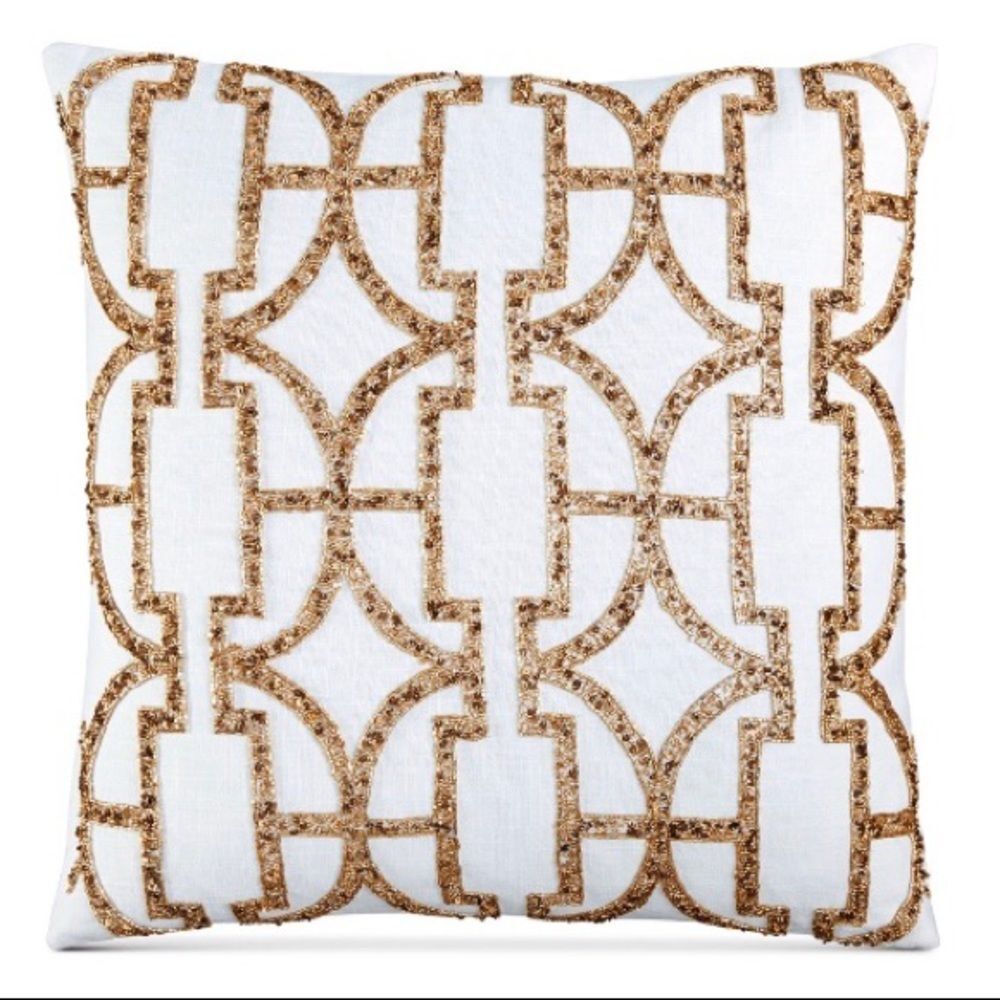 Greek key cotton pillow